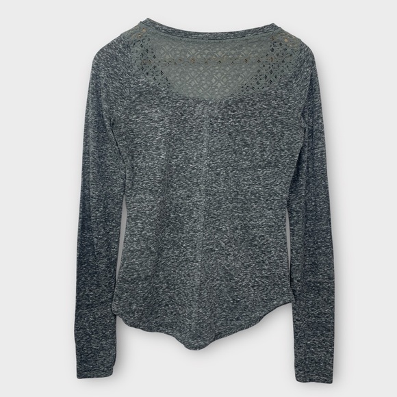Hollister 90s Y2K Henley Top Lace Long Sleeve Gray - Picture 6 of 10
